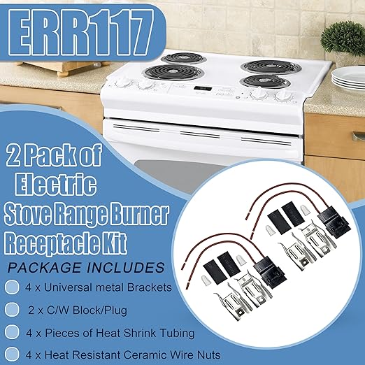 Pack of 2 Range Stove Element Plug Receptacle Block Terminal Block Range for Receptacle Whirlpool Kenmore Electric Stove Range Burner Receptacle Kit ERR117