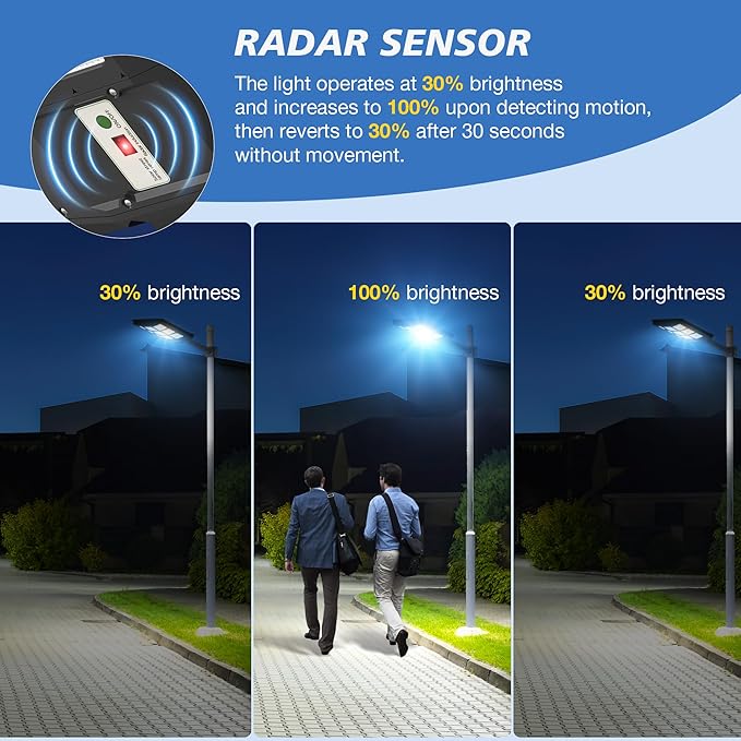 OKPRO 10000W Solar Street Lights Outdoor - Solar Lights Outdoor Waterproof Motion Sensor, Solar Parking Lot Lights Commercial Dusk to Dawn, LED Street Light Solar Powered for Outside, Yard(2 Pack)