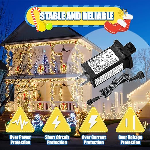 4.5V 1A LED Controller with Extension Cord, Replacement Model JT-DC45V1000-C Class 2 Power Supply IP44 LED Light Controller Low Voltage Transformer for Halloween Christmas Holiday String Light