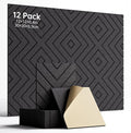 Woovio Sound Proof Foam Panels for Walls, 12 Pack Self-Adhesive Acoustic Panels, 12" X 12" X 0.4" Soundproof Wall Panels for Door, Ceiling, Home Office Black