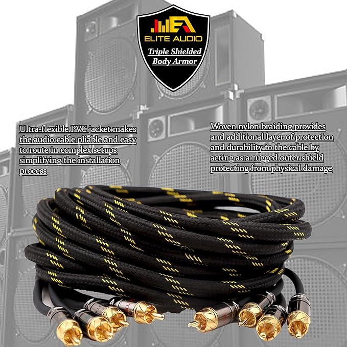 Elite Audio Pro Series 1.5 ft. 100% OFC Copper RCA Cable Y-Adapter - Single Male to Dual Female RCA - Enhanced Sound, Reduced Interference & Versatile Compatibility (Model: EA-PROY2F)