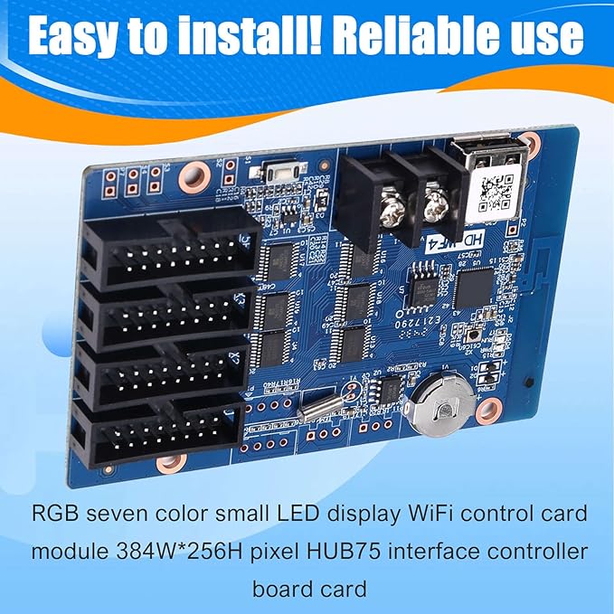 MARALANG HD-WF4 RGB Seven Color Small LED Display WiFi Control Card Module 384Wx256H Pixels HUB75 Interface Controller Panel Card