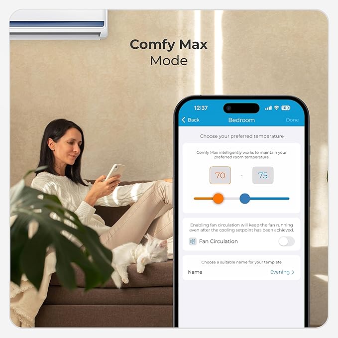 Breez Max | ENERGY STAR CERTIFIED Smart AC Controller | WiFi Thermostat for Mini-Split, Window, Portable ACs/Heat Pumps | AI-Based Tech | Free App, No Subscriptions | Alexa, Google, IFTTT etc. (Black)