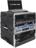 Sound Town Lightweight 12U PA DJ Rack/Road Case with 11U Rack Space, ABS Construction, 19" Depth, Retractable Handle, Wheels and Heavy-Duty Latches (STRC-A12UT)