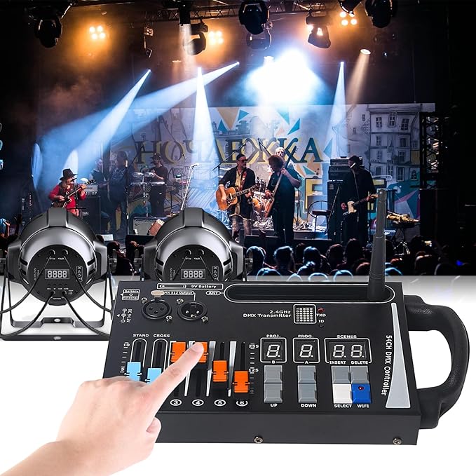 DMX Lighting Console, 54 Channels DMX Controller for dj Lights,Compatible with 2.4g DMX Wireless Receiving Devices