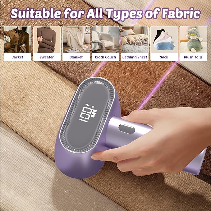 Tylasom Fabric Shaver, Rechargeable Double-Head Lint Remover, Electric Lint Shaver and Clothing Shaver to Remove Pillings and Fuzz Easily