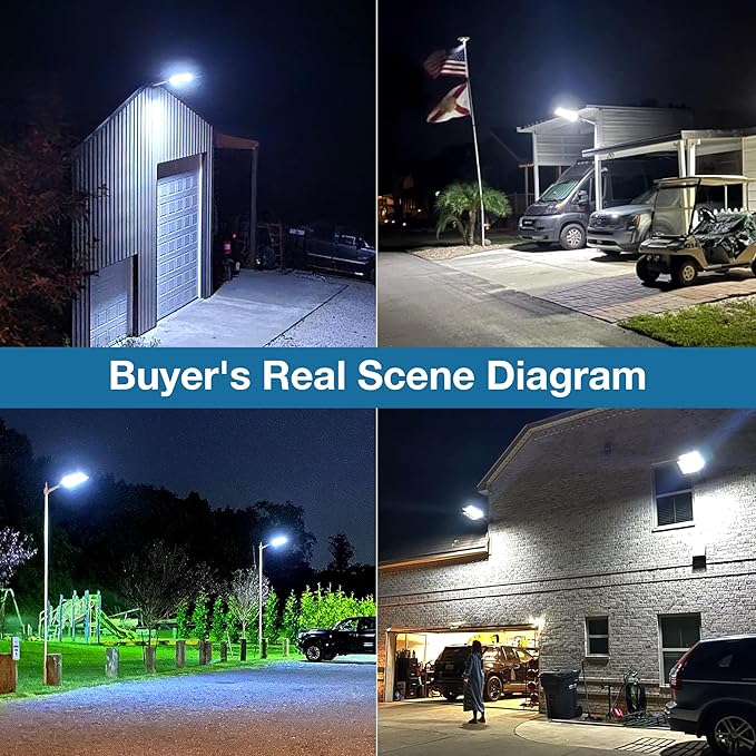 OKPRO 10000W Solar Street Lights Outdoor - Solar Lights Outdoor Waterproof Motion Sensor, Solar Parking Lot Lights Commercial Dusk to Dawn, LED Street Light Solar Powered for Outside, Yard(2 Pack)