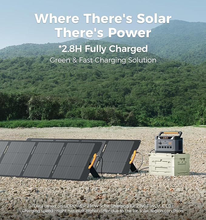 UDPOWER S1200 1190Wh Portable Power Station(Solar Panel Option) | 1200W (1800W Surge) Pure Sine Wave AC + Max 400W Solar Input | UPS Backup for Home, RV & Emergencies