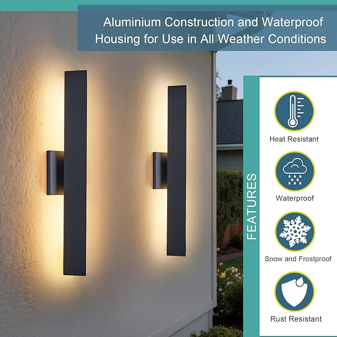 Tarentlight Modern Outdoor Porch Light Patio Lamp in 20W 3000K Integrated LED with Aluminum Triangle & Frosted Glass, IP65 Waterproof Wall Sconce,2 Pack(Textured Black),Can Installed in Any Direction.