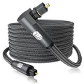 EMK 90 Degree Toslink Optical Cable 360 Degree Free-Rotating Plug Fiber Optic Cable S/PDIF Toslink Male to Male for Home Theater, Sound Bar, TV, PS4, Xbox,Grey (50ft/15m)