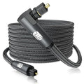 EMK 90 Degree Toslink Optical Cable 360 Degree Free-Rotating Plug Fiber Optic Cable S/PDIF Toslink Male to Male for Home Theater, Sound Bar, TV, PS4, Xbox,Grey (30ft/10m)