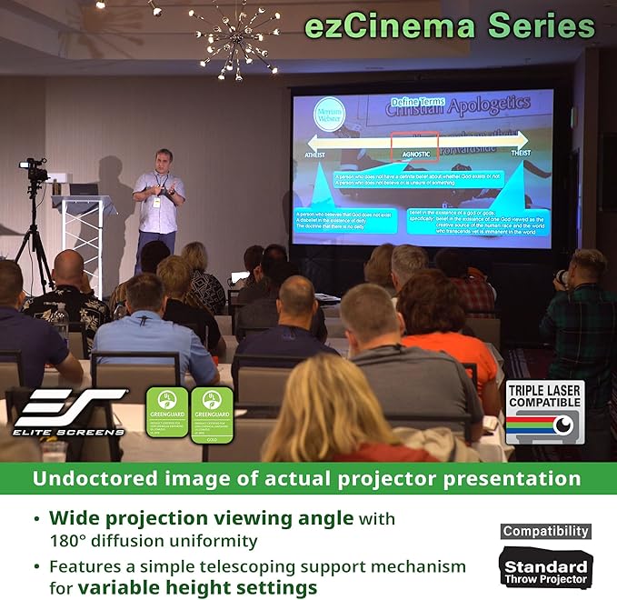 Elite Screens ezCinema Series, 150-INCH 16:9, Manual Pull Up Projector Screen, Movie Home Theater 8K / 4K Ultra HD 3D Ready, 2-YEAR WARRANTY, F150NWH