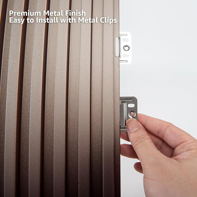 Art3dwallpanels Slat Wall Paneling, 4 Pack Glossy Metal Finish WPC Soundproof 3D Wall Panels for Interior Wall Decor, Fluted Textured Panel Wall Slats, Sample