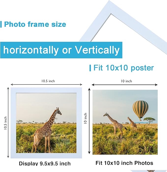 TKYGU 10x10 Picture Frame Set of 3, white Wooden Frame 10 by 10 Square Wall Gallery Poster Photo frame with Durable Shatter Resistant Plexiglass for Wall Hanging best gift