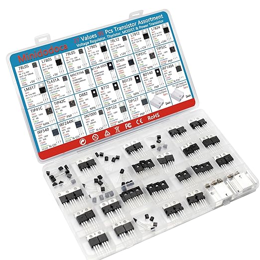 Minidodoca Power Transistor, Mosfet, Thyristor and Voltage Regulator Assortment Kit, 95 pcs, 27 Types
