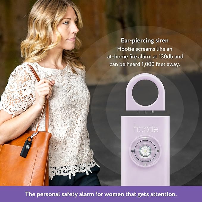 Hootie Personal Safety Alarm, Personal Alarms for Women, Men, & Kids Personal Alarm - Keychain Alarm, Self Defense Alarm, Security Alarm Keychain 130dB Self Defense Siren & Strobe Light - Lavender