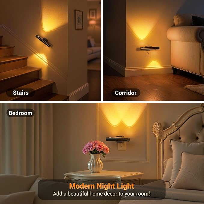JandCase LED Night Light, Modern Night Lights Plug into Wall, 0-100LM Adjustable Brightness with Dusk-to-Dawn Sensor, Dimmable Night Lights for Bathroom, Hallway, Bedroom,Stairway