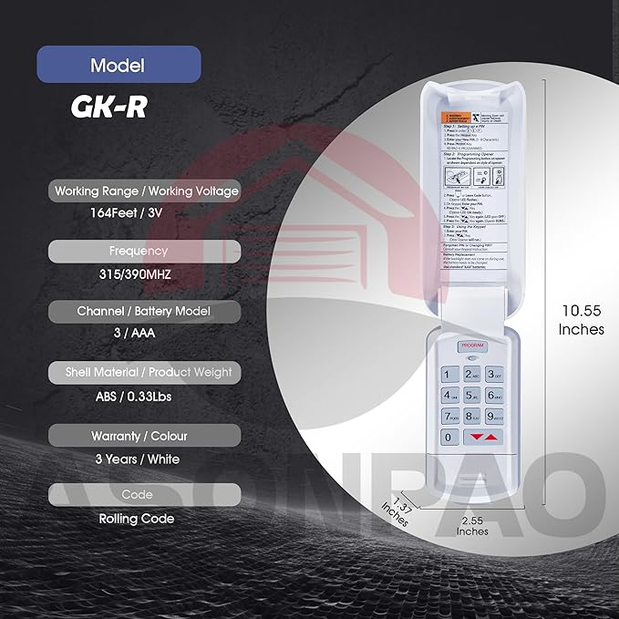 Genie Garage Door Opener Keypad GK-R, Wireless Keyless Intellicode【10-Year-Warranty】
