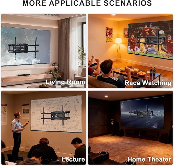 WALI Heavy Duty Full Motion TV Wall Mount Bracket for Extra Large TVs,Holds up to 220Ibs, Swivel Tilt Rotatable,Max Mounting Holes 1000x600, Fits 65 75 85 100 120 inch LED/LCD/OLED 4K/8K on Wood Stud