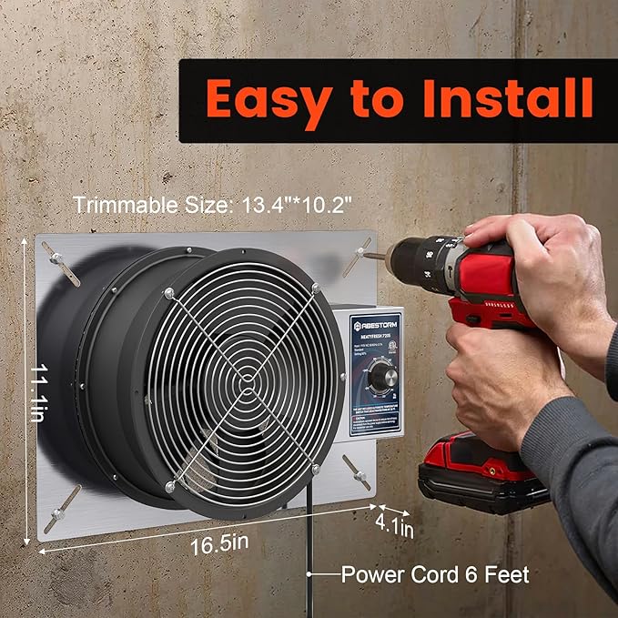 Abestorm 720CFM Crawlspace Ventilation Fans IP-55 Grade Basements Stainless Steel Vent Fan 10 inches Ventilator Fan with Freeze Protection Thermostat Dehumidistat for Crawlspace Attic Garage Exhaust