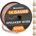 InstallGear 14 Gauge Wire AWG Speaker Wire with 12 Banana Plugs (100ft - Clear) - Speaker Cable for Car Speakers Stereos, Home Theater Speakers, Automotive Wire, Outdoor - Speaker Wire 14 Gauge