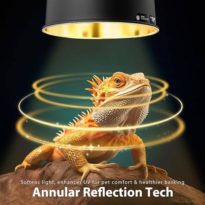 REPWILD Reptile Light Fixture with Dimming Thermostat, 8.5 Inch Deep Dome Lamp Fixture with Temperature Controller for Bearded Dragon, Turtle, Snake and Lizard Tanks, Max 150W