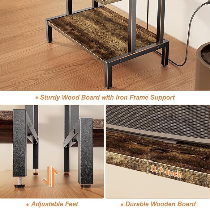 Aquzee Game Console Stands, 4-Tier AV Media Shelf, Stereo Stand, Wood Gaming Entertainment Center Rack for Audio Video Games DVD Player Organizer Storage Shelves fit Small Space