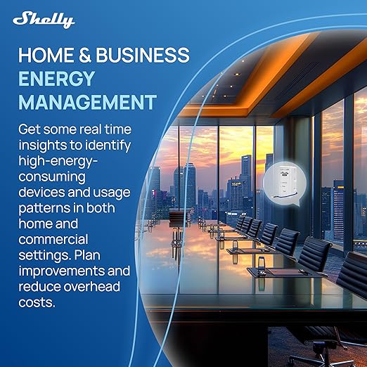 Shelly 3EM-63T Gen3 | Wi-Fi Operated Smart 3-Phase Energy Meter | Home Automation | Compatible with Alexa & Google Home | iOS Android App | No Hub Required | Data Logging | Solar Photovoltaic Ready