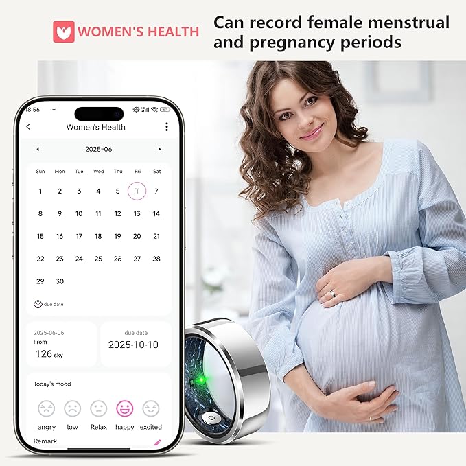 RIFESI Smart Ring for Women Men, Fashion Minimalist Fitness Ring & Sleep Tracker Ring with Heart Rate, Blood Pressure,5ATM Waterproof Health Ring,Gifts for Women Men Gift,No Subscription (10,Black)