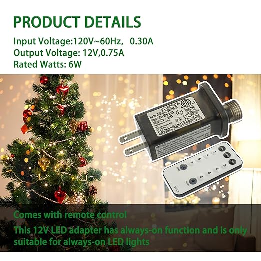 SIGANDG 12V 9W 8 Mode LED Controller with Memory Function and IR Remote Control Low Voltage Transformer for Holiday String Lights,not Fit for 8 Mode with Control Box and 1 Mode String Light(1 pcs)