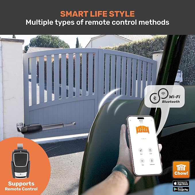 TMT Mastiff 400 Single Automatic Gate Openers Up to 8ft and 772lb Heavy Duty Swing Gate, Gate Openers with Remote Complete Kit, Electric Gate Opener for Driveway with Powerful Motor (APP Compatible)