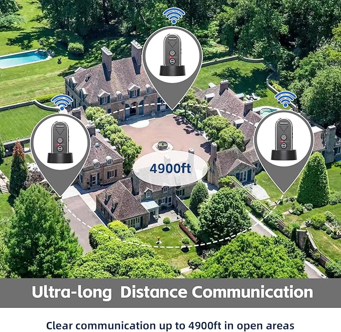 PANDAAR Doorbell Wireless for Home, Wireless Intercom System 4900ft Long Range,Two Way Intercom Doorbell with 3 Volume Levels,20 Ringtones,Intercoms for Home Classroom Business,2 Pack