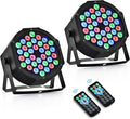 CO-Z Stage Lights 36 RGB LED Par Lights with Sound Activated Remote Control DJ Uplighting for Event Wedding Christmas Halloween Party Club Music Stage Lighting, 2 Pack