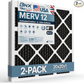 BNX TruFilter 20x20x1 MERV 12 Odor Defense (2-Pack) AC Furnace Air Filter with Activated Carbon - MADE IN USA - Pleated Air Conditioner HVAC AC Furnace Filters - Removes Odor, Mold, Bacteria, Smoke