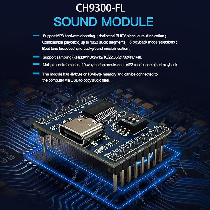 XLW Voice Playback Module,16M Sound Board MP3 Music Player with Speaker,DC3.6-5.2V,USB Downloadable 10 IO Trigger Serial Port Control for Voice Prompts, Broadcast Device Factory, Xmas DIY-5 Pack