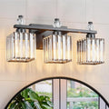 FDPBY Sand Black Bathroom Vanity Lights Crystal Vanity Light Bathroom Lighting Fixtures 3 Light Modern Vanity Lighting Fixtures