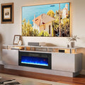 oneinmil Fireplace TV Stand with 36” Electric Fireplace, 80” 2 Tier TV Console Stand for TVs Up to 90", LED Light Entertainment Center, Fireplace for The Living Room TV Stand, Gray