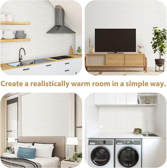 JOLOV 30 PCS 3D Wall Panels Peel and Stick - PE Foam DIY Self Adhesive, Waterproof, Perfect for Interior Wall Decor in Bedroom & Living Room (30)