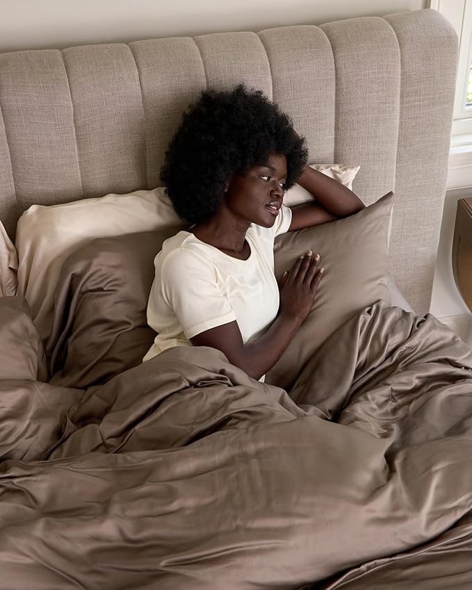 Cozy Earth Luxury Bed Sheet Set - 100% Viscose from Bamboo Fabric, Ultra-Soft & Breathable, Fits Regular & Deep Pocket Mattresses up to 20" - 4 Pieces Queen Sheet Set Walnut