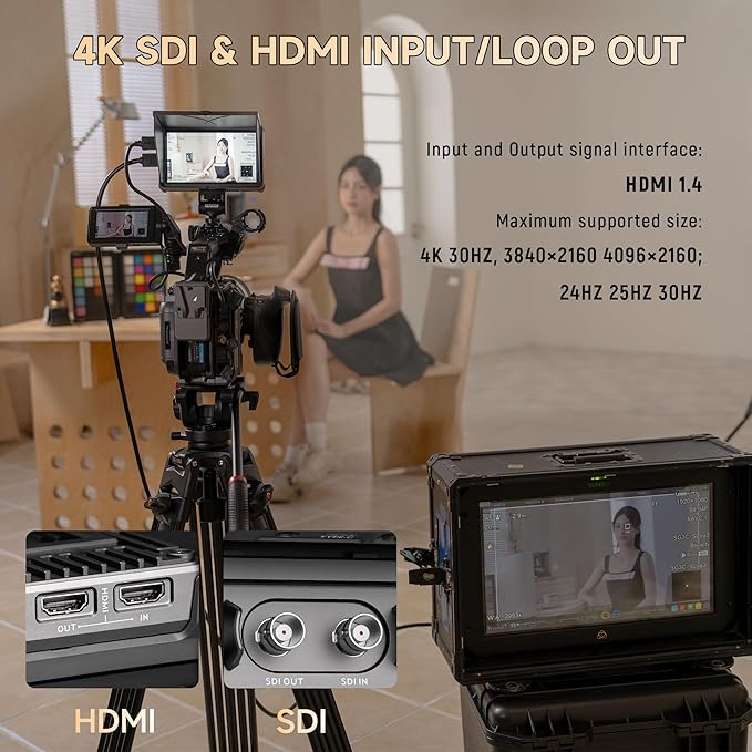 VILTROX DC-X3 2000 Nits SDI Camera Field Monitor Kit with Rig Cage, 4K HDMI 6" Touchscreen On Camera Video Monitor w Sunshade Hood/Battery, 3D Lut 1920X1080 HD Full Waveform Focus Peaking VectorScope