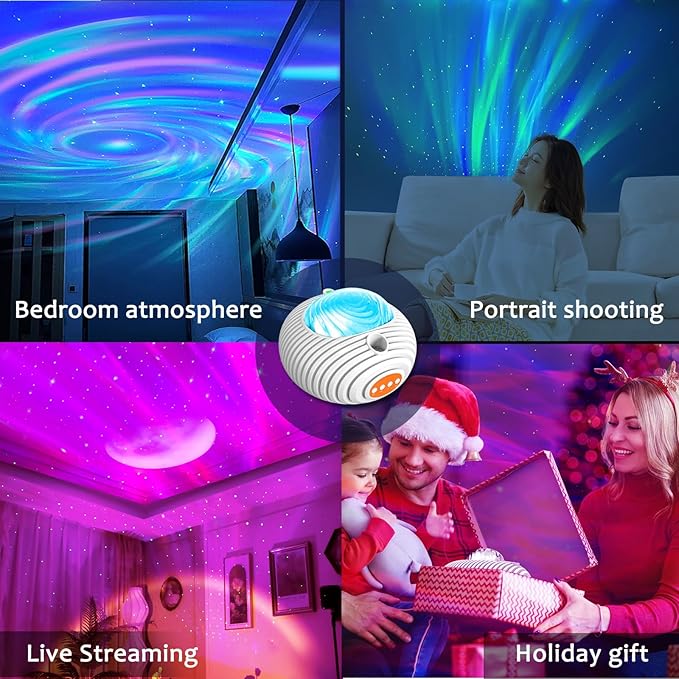 ELITUN Star and Aurora Night Light, Dual Effect Moon Galaxy Projector for Bedroom, 14 Colors with White Noise, Timer & Remote Control, Gifts for Girls, Boys, Adults, Christmas, Birthday