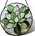 CRISGIF Stained Glass Window Hanging - Ireland Green Plants Suncatcher for Doors Garden Succulent Sun Catchers Decor Mother's St. Patrick's Day Birthday for Women Men Mom Nana 7.8 in