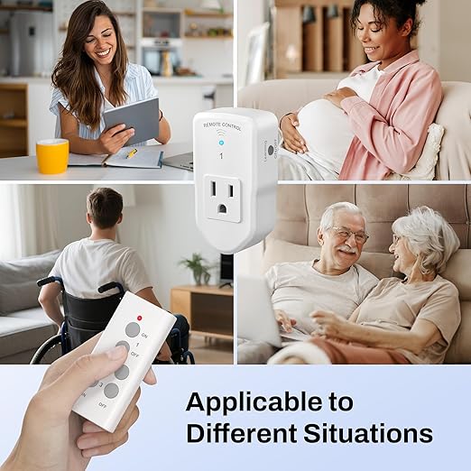 BN-LINK Wireless Remote Control Outlet Electrical Switch for Lights, Fans, Christmas Lights, Small Appliance, 100ft Long Range White (Learning Code, 5Rx-2Tx) 1200W/10A, ETL & FCC Certified