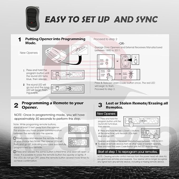 2 for Genie Garage Door Opener Remote G3T-R G3T-A G3T-BX Intellicode【10-Years-Warranty】