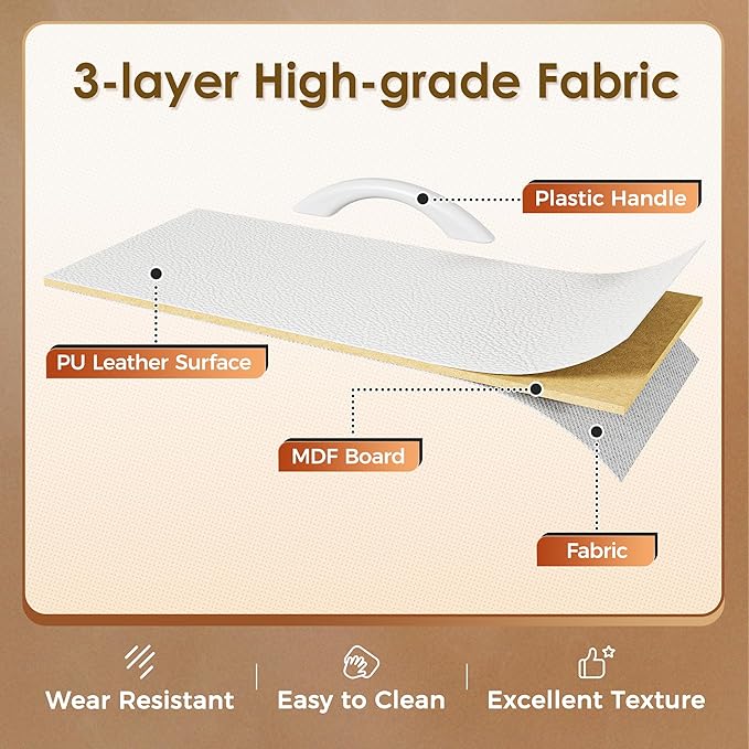 Huuger 70 Inch TV Stand for 75, 80 Inch TV, 11 Drawer Long Dresser with Power Outlets and LED Lights, Entertainment Center with Storage, White Dresser with PU Leather Surface, 1TS011W