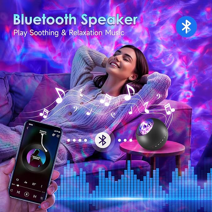 One Fire Galaxy Projector, Vibrant Galaxy Light Projector, White Noise & Bluetooth Room Lights for Bedroom,Remote Timer Kids Night Light,Cute Room Decor for Teen Girl Valentine's Day Gifts