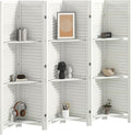 HOMCOM Room Divider, 6 Panel 67" Tall Wood Privacy Screen with 3 Display Shelves, and Folding Storage for Bedroom or Home Office, White