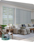 Yoolax Motorized Blinds with Remote, Electric Zebra Blinds for Indoor Windows, Room Darkening Smart Shades with Voice Control, Compatible with Alexa Google Home, APP Control, 28" W x 72" H, Grey