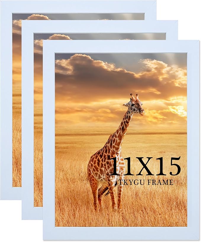 TKYGU 11x15 Picture Frame Set of 3,Wooden Frame 15x11 Wall Gallery Poster Photo frame white with Durable Shatter Resistant Plexiglass for Wall Mounting Family -friend- wedding best gift