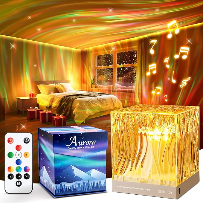 Valentines Day Gifts,White Noise Sound Machine+18 Colors+Bluetooth Music+Remote Control Northern Lights Projector Aurora Light Projector for Bedroom,Cool Things Birthday Gifts Relaxation Gifts for Her